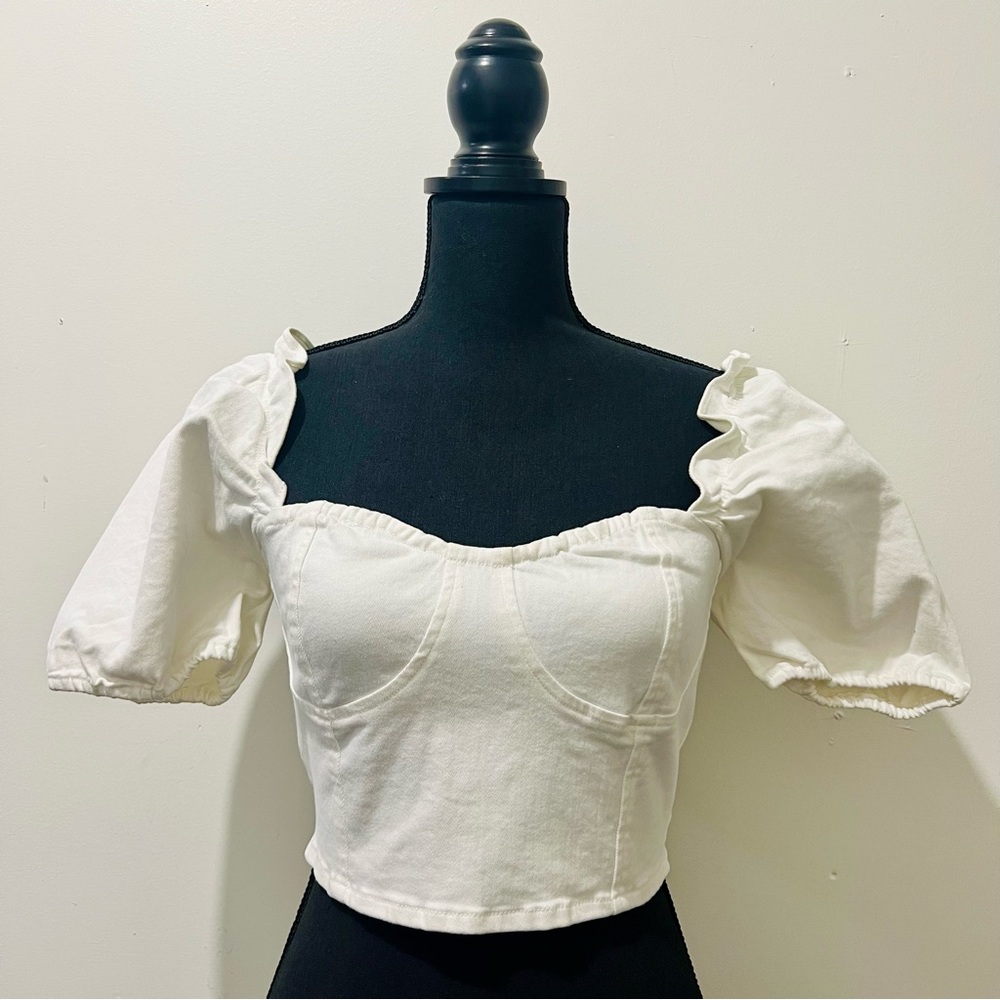 Miss Lola Blue Blush corset crop top White Small NWT